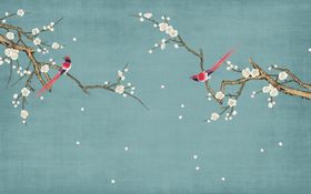 花鸟画梅花背景墙