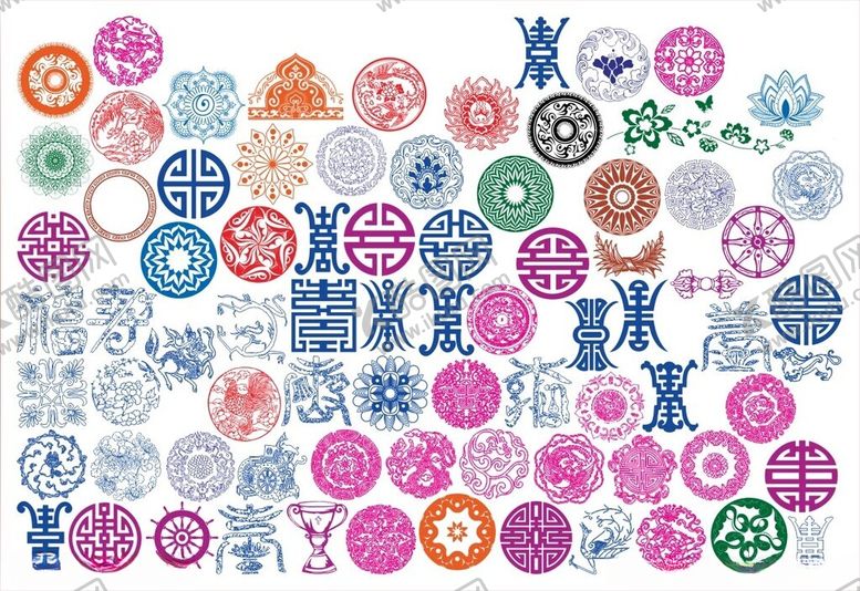 编号：85895210180341001533【酷图网】源文件下载-传统图案圆形花纹古典花纹