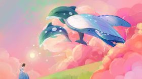 梦幻插画儿童壁纸儿童背景房卡通海底世界