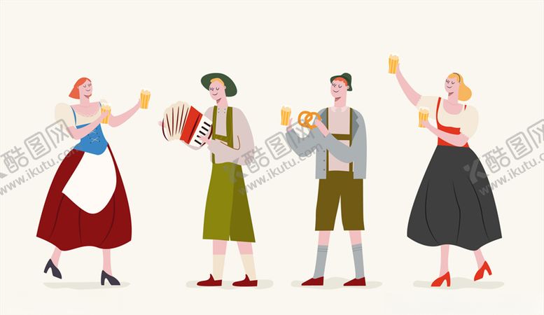 编号：73175209291542242745【酷图网】源文件下载-4款创意啤酒节男女