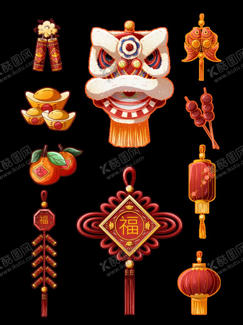 编号：86427910031336116710【酷图网】源文件下载-春节兔年插画元素图案 