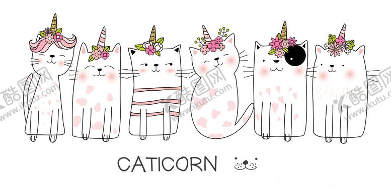 编号：86665311171300199066【酷图网】源文件下载-可爱卡通猫独角兽组合