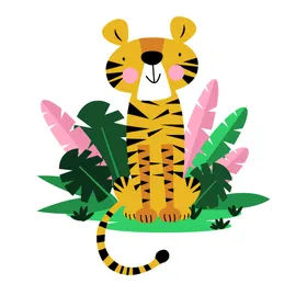 手绘老虎卡通野生动物ai矢量图