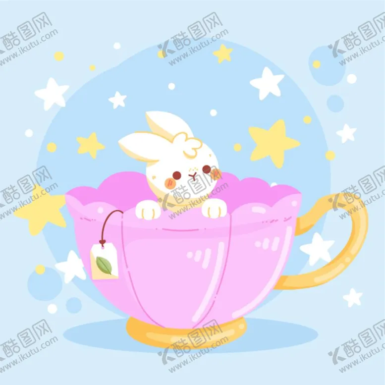编号：44007712051020068817【酷图网】源文件下载-粉色茶杯里的小兔子星星