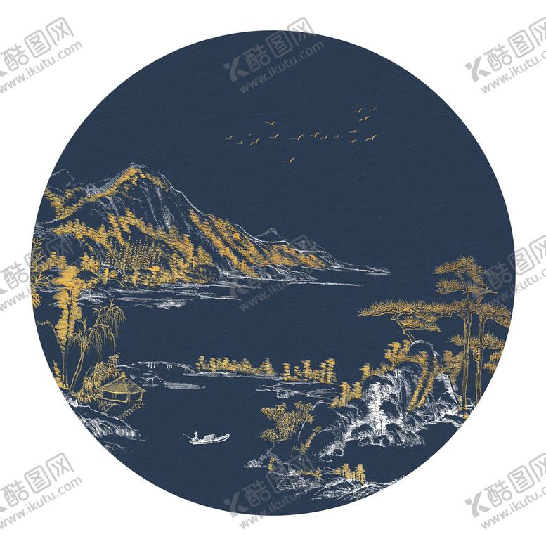 编号：50156511211016063800【酷图网】源文件下载-金色意境山水玄关