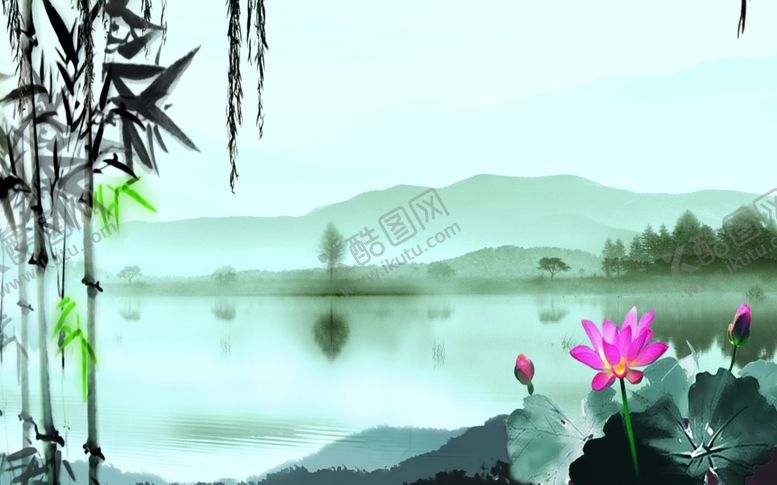 编号：68607310121327479661【酷图网】源文件下载-江南山水图片背景