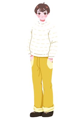 白毛衣男孩插画素材