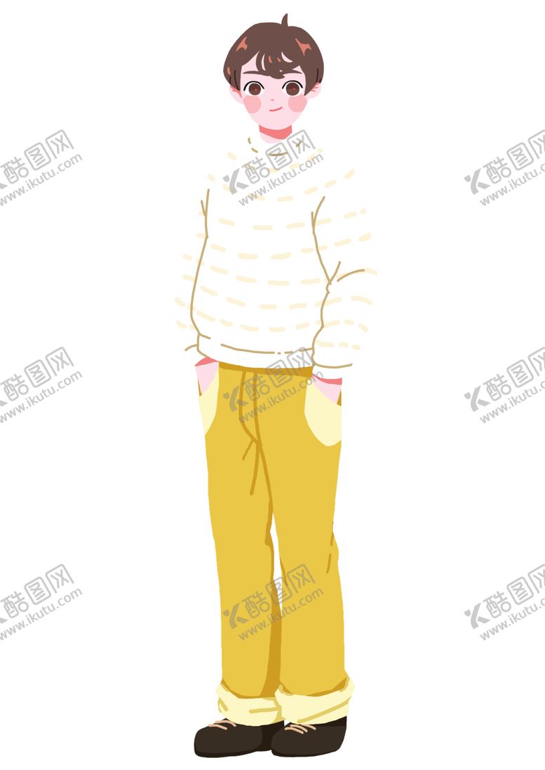 编号：62136807121420522673【酷图网】源文件下载-白毛衣男孩插画素材