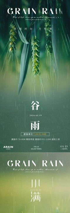 谷雨小满芒种地产海报