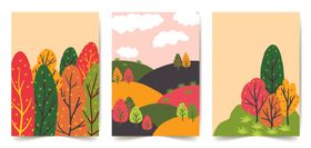 秋日山林风景插画