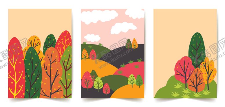 编号：97974911020128483267【酷图网】源文件下载-秋日山林风景插画