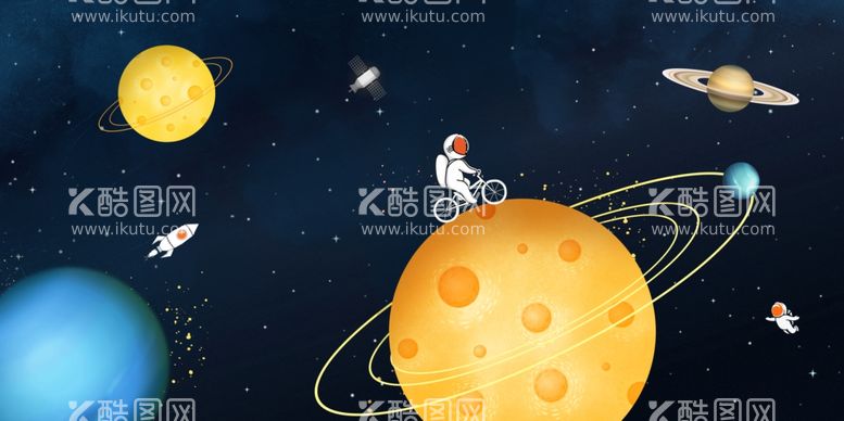 编号：31373911290656194259【酷图网】源文件下载-太空宇宙宇航员三联挂画装饰画