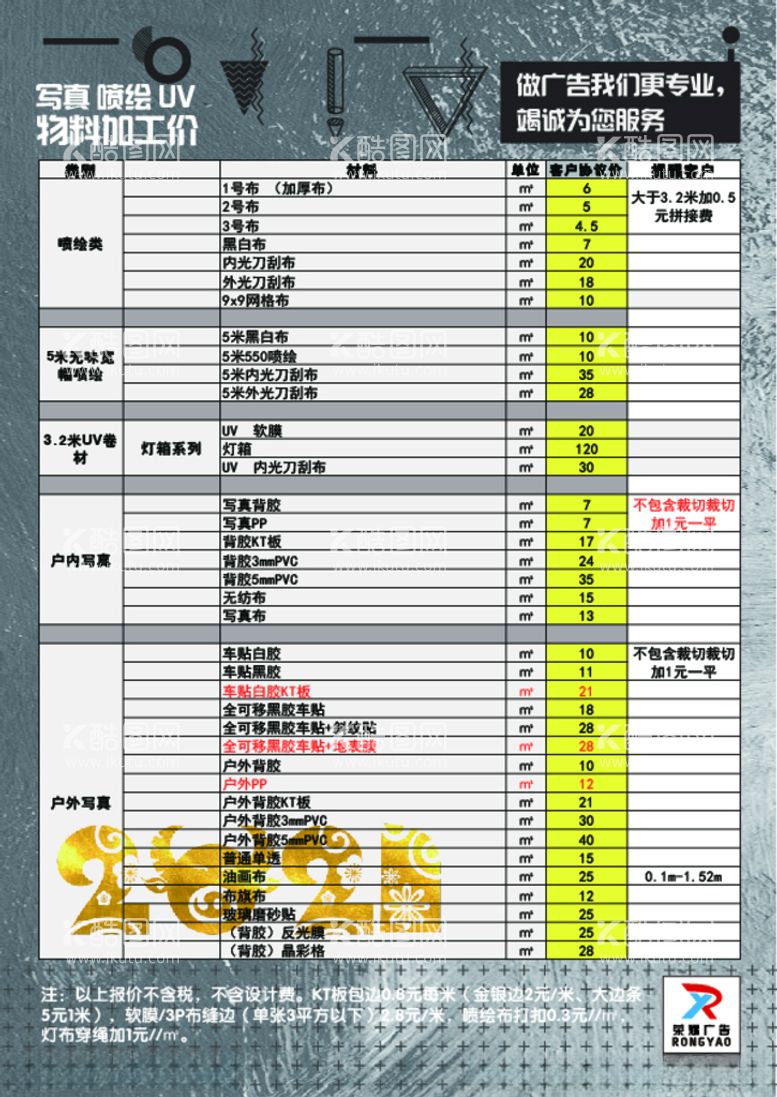 编号：64412803121419127608【酷图网】源文件下载-广告公司宣传单页背面表格介绍