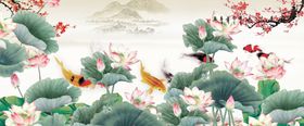 荷花九鱼图
