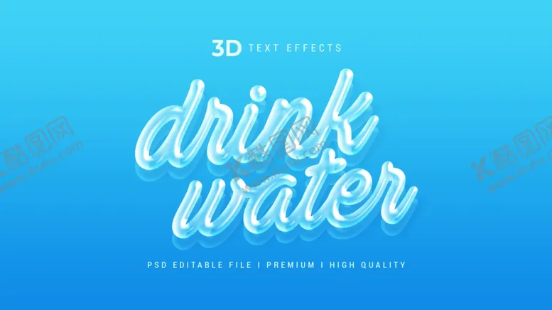 编号：89989602061133482775【酷图网】源文件下载-透明水痕3D字体样机