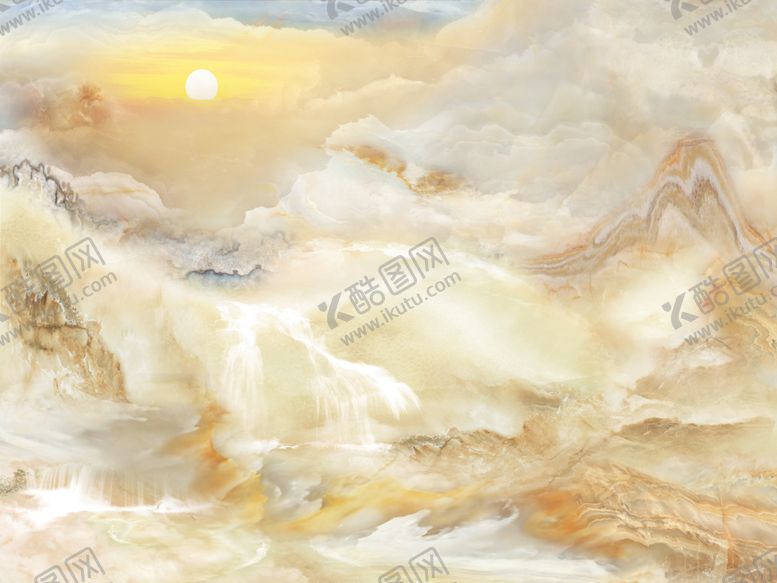 编号：52518604201018045529【酷图网】源文件下载-流水生财大理石背景墙