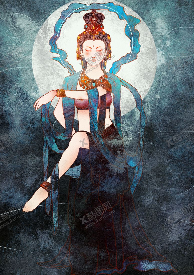 编号：90318405171705227348【酷图网】源文件下载-敦煌飞天插画