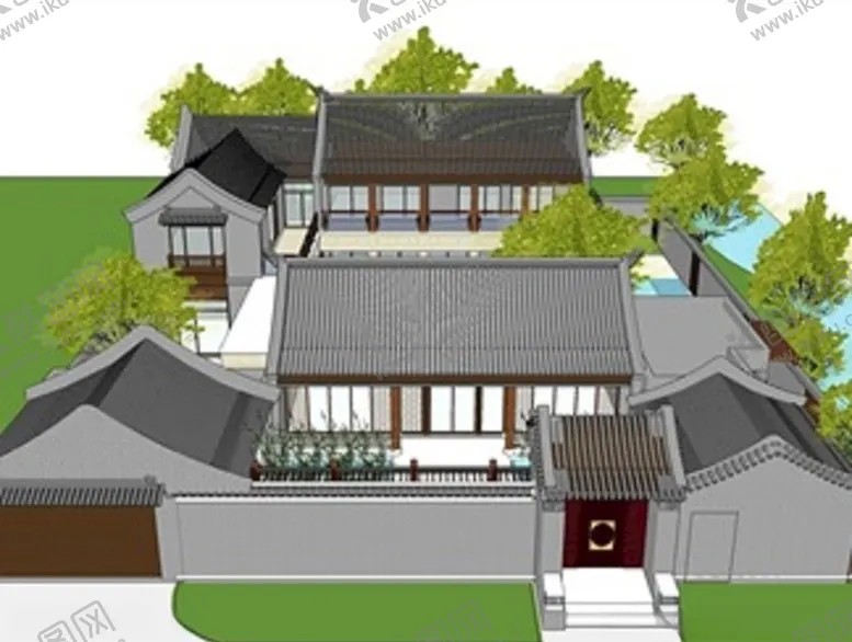编号：15580505030321436355【酷图网】源文件下载-中式四合院SU模型