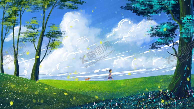 编号：80529609130429563651【酷图网】源文件下载-小清新简约创意海报图片人物插画安逸