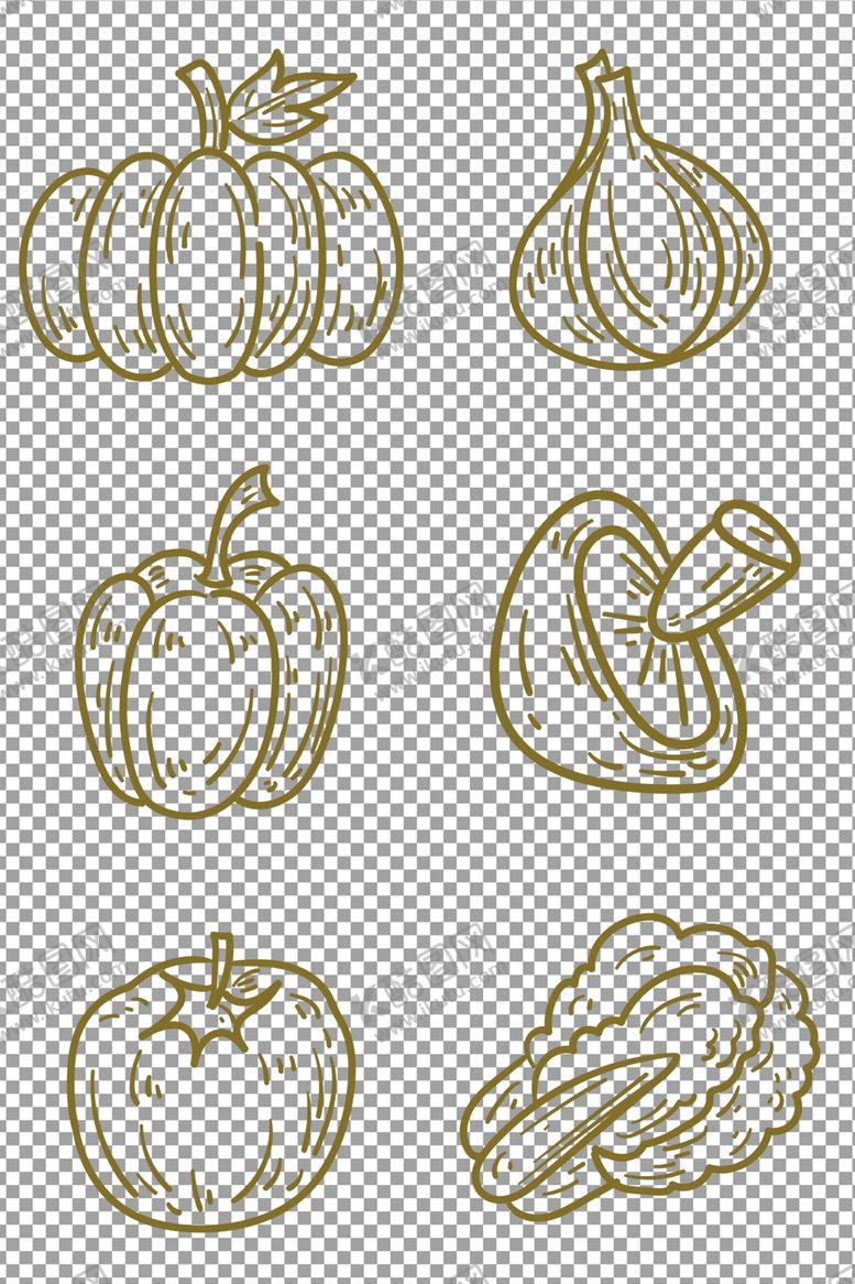 编号：47032209272049006494【酷图网】源文件下载-手绘线稿蔬菜