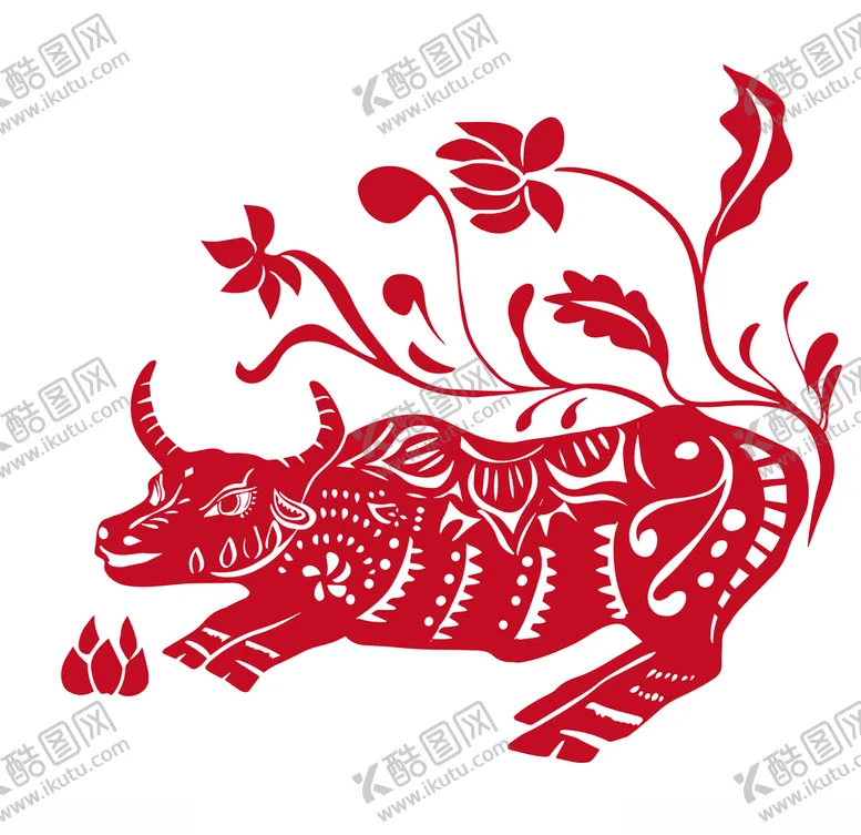 编号：66141504301345016377【酷图网】源文件下载-牛剪纸