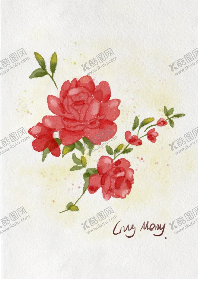 编号：98088909211503327277【酷图网】源文件下载-水彩玫瑰插画