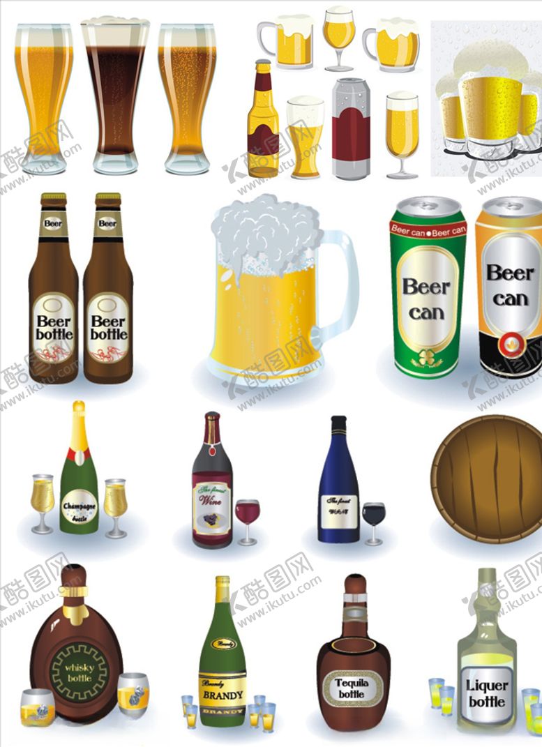 编号：49956610300038255959【酷图网】源文件下载-啤酒玻璃瓶杯i子