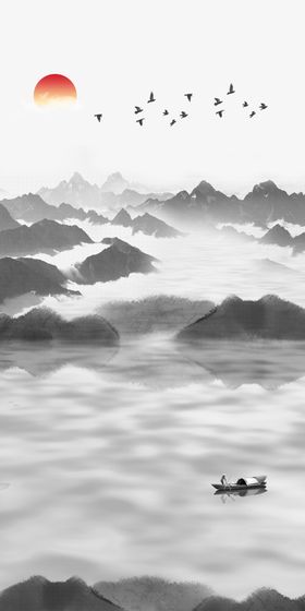 山水画墨群客厅