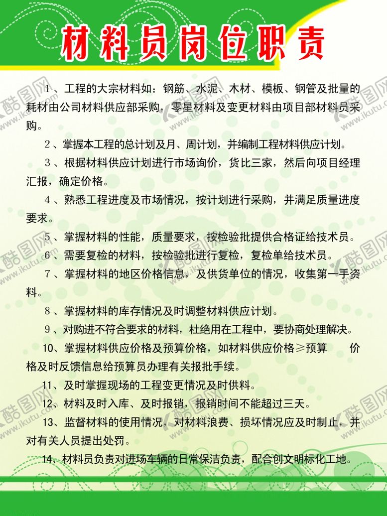 编号：86358009192328475816【酷图网】源文件下载-建筑五大员岗位职责