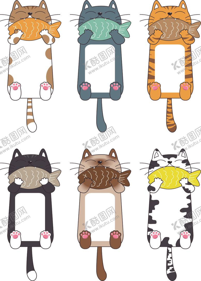 编号：77228209241722587299【酷图网】源文件下载-矢量手绘卡通可爱猫咪书签