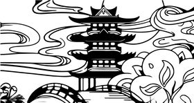 宝塔线稿