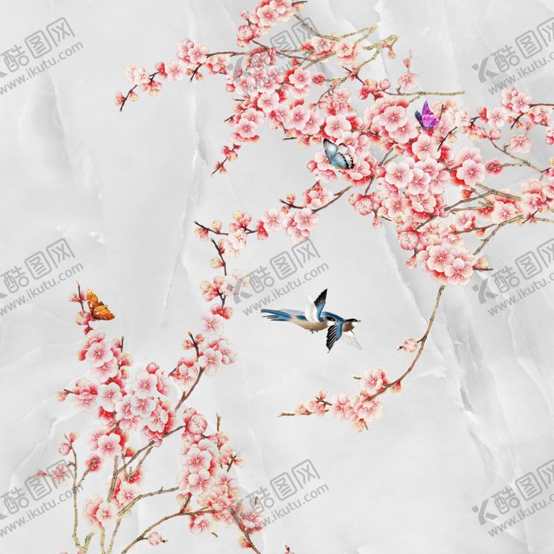 编号：72514205060429068663【酷图网】源文件下载-简约红色花鸟圆形装饰画