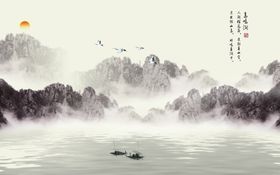 山水画水墨山水画意境山水画