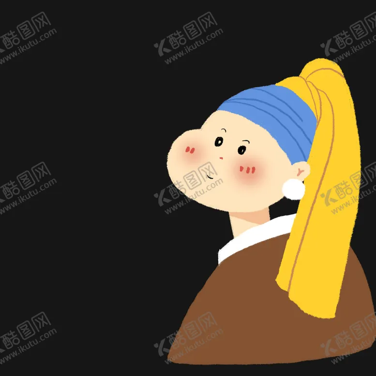 编号：46217909141813306873【酷图网】源文件下载-戴珍珠耳环的少女卡通女孩