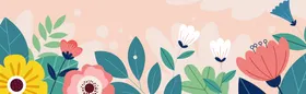植物插画可爱墙贴贴纸矢量