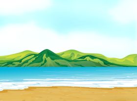 小岛自然风光景手绘插图Ai矢量