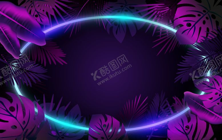 编号：10802909291259309110【酷图网】源文件下载-霓虹灯叶子背景