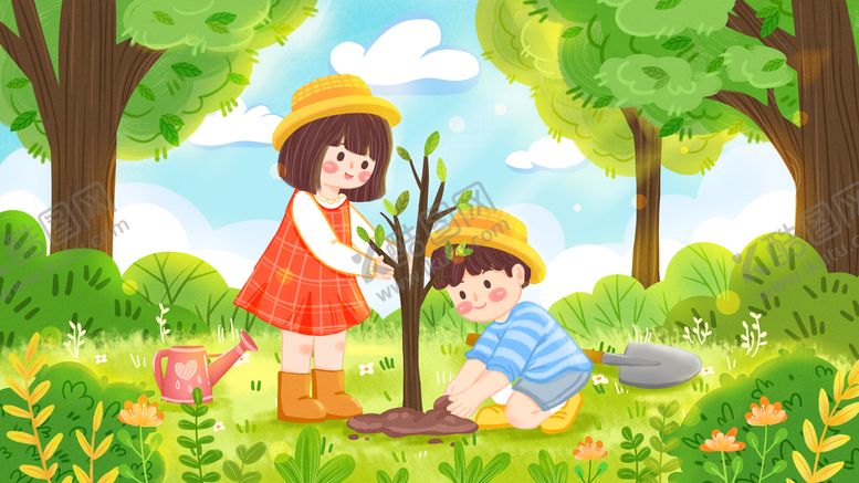 编号：03452809220740078302【酷图网】源文件下载-312植树节  插画  模板 