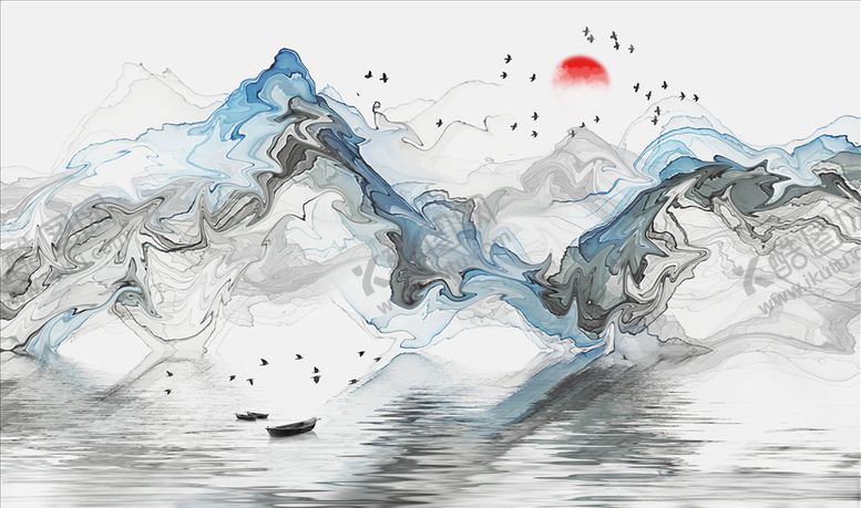 编号：84681505102221037552【酷图网】源文件下载-水墨电视背景墙
