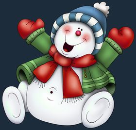 卡通雪中的雪人