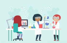 矢量卡通科学实验人物
