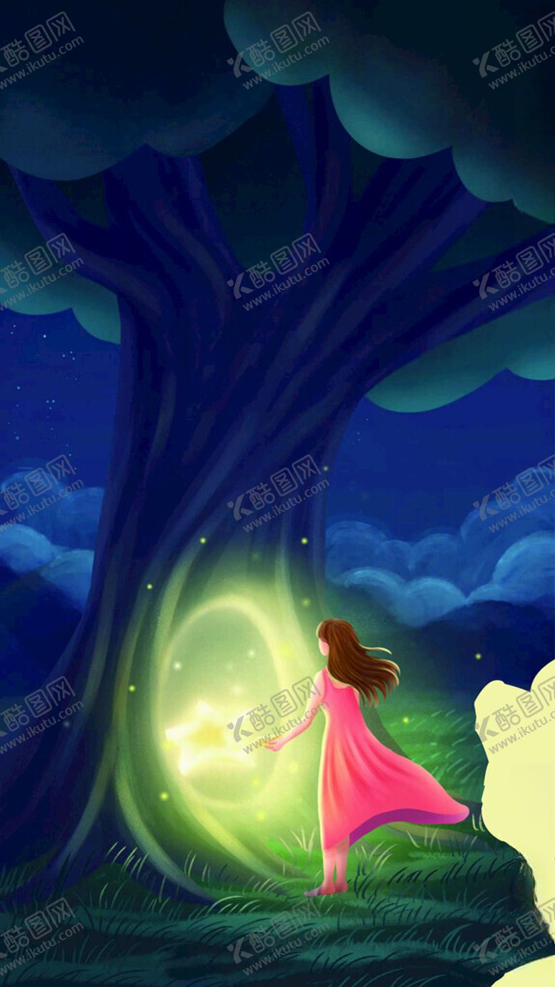 编号：47085801252039159028【酷图网】源文件下载-蓝色科技树洞卡通人物画