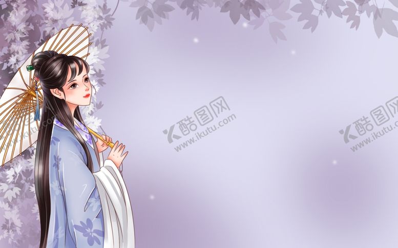 编号：37536405120734559315【酷图网】源文件下载-女性人物国风古风插画背景素材