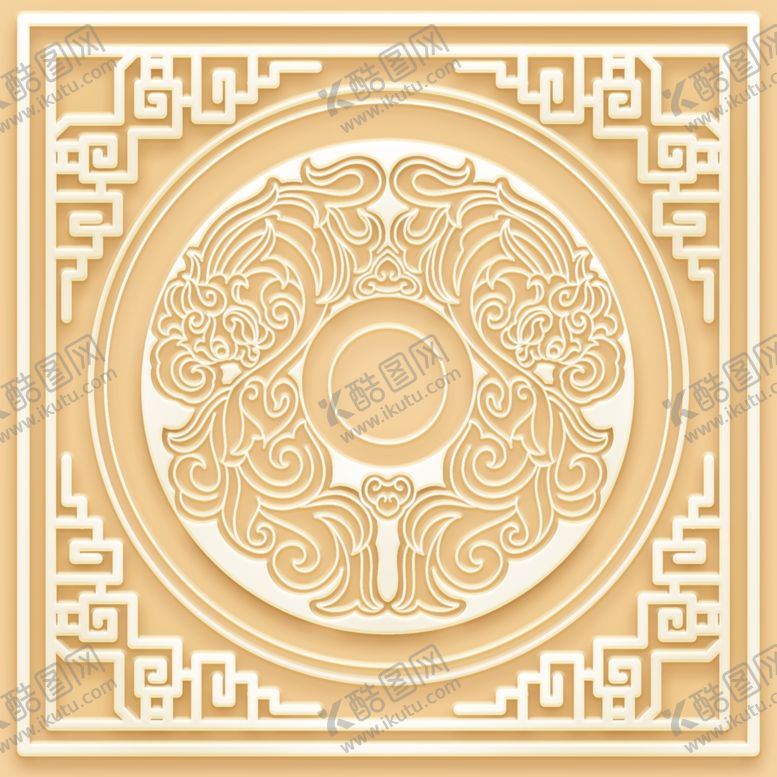 编号：63222710070442281684【酷图网】源文件下载-吊顶天花玉雕圆圈图腾