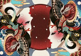 日式浮世绘人物女性插画背景