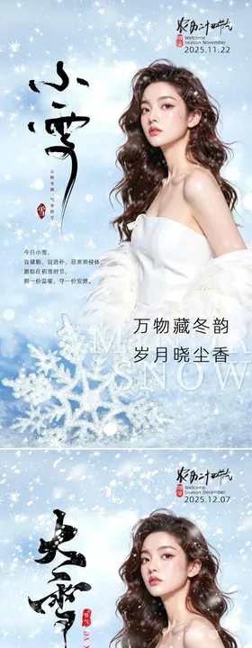 美业节气海报小雪大雪 
