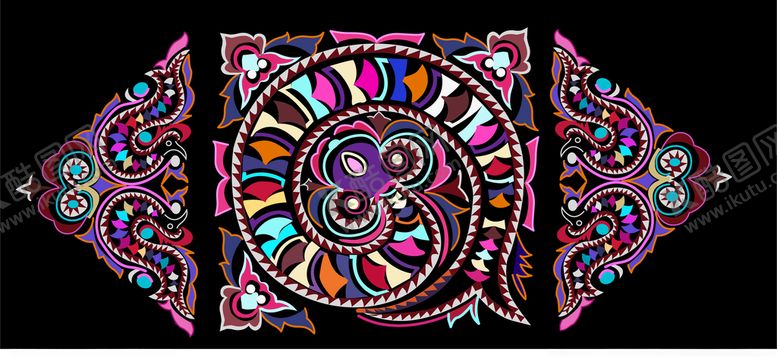 编号：83426804011336427630【酷图网】源文件下载-苗族饰品纹绣矢量图