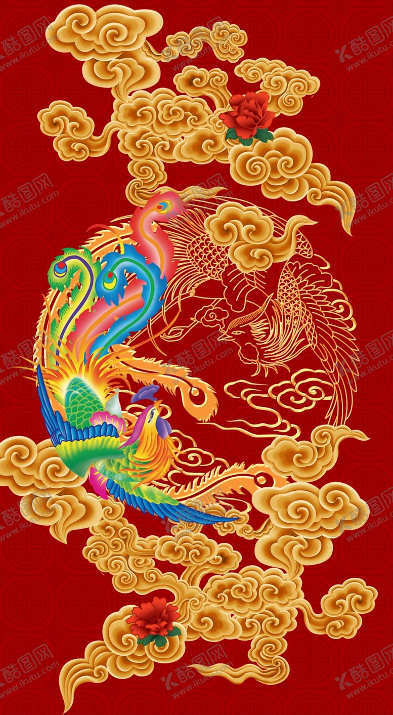 编号：80450809291106395288【酷图网】源文件下载-鸾凤和鸣婚礼喜庆手机壳图案