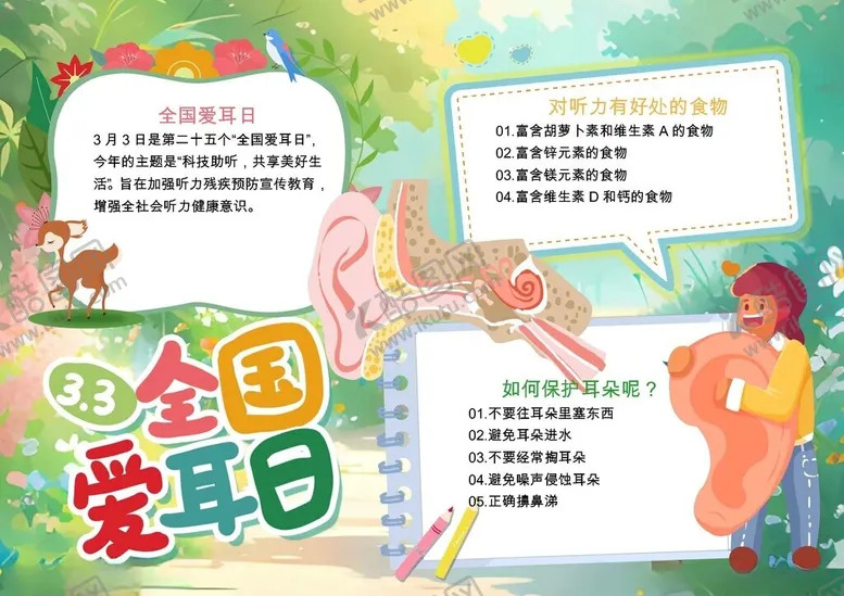 编号：67403802110400202505【酷图网】源文件下载-全国爱耳日小报word手抄报