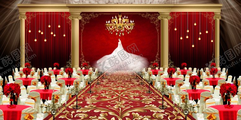 编号：52398609221228208750【酷图网】源文件下载-欧式红色婚礼场景